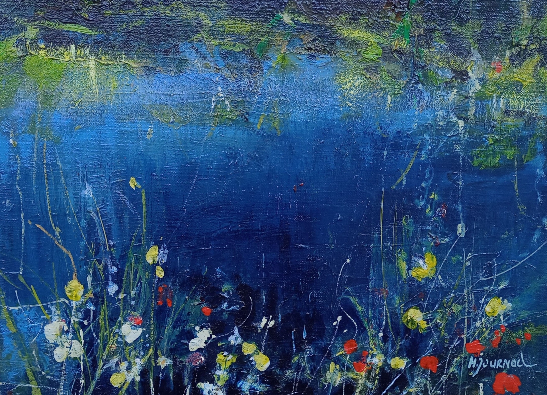 "L'étang", huile sur toile, vers 2000, Monique Journod. ©Maison nationale des artistes